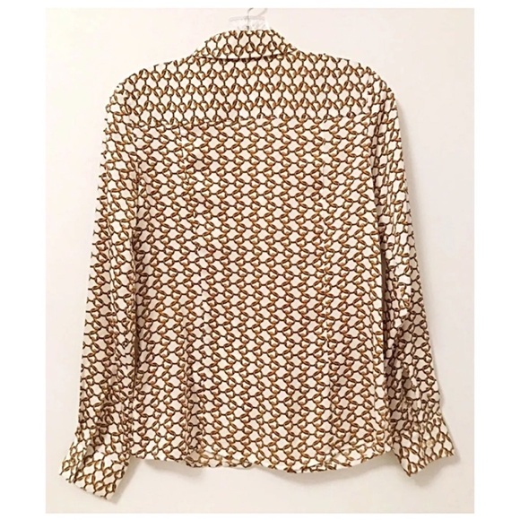 MICHAEL KORS Sz P Gold Chain Button Down Blouse - Picture 2 of 8